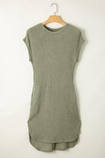 Wafelstructuur T-shirt Jurk met Zijsplit - T Shirt Dresses - Jurkjes.co