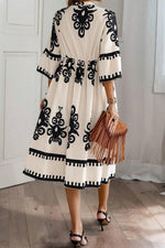 Western Geometrische Print Midi Jurk met 3/4 Mouwen - Midi Dresses - Jurkjes.co