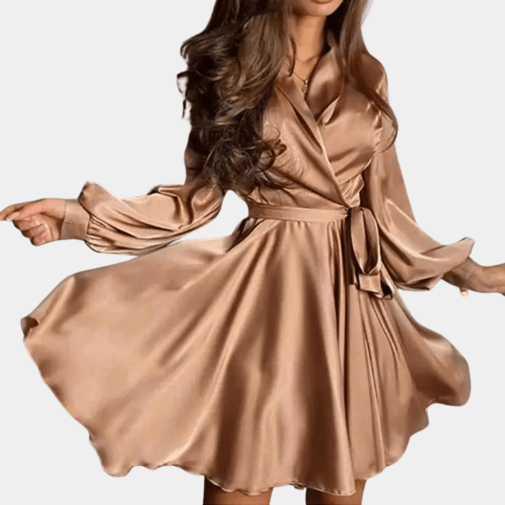 Wikkeljurk met Satijnen Stof - CB - Dresses - Jurkjes.co