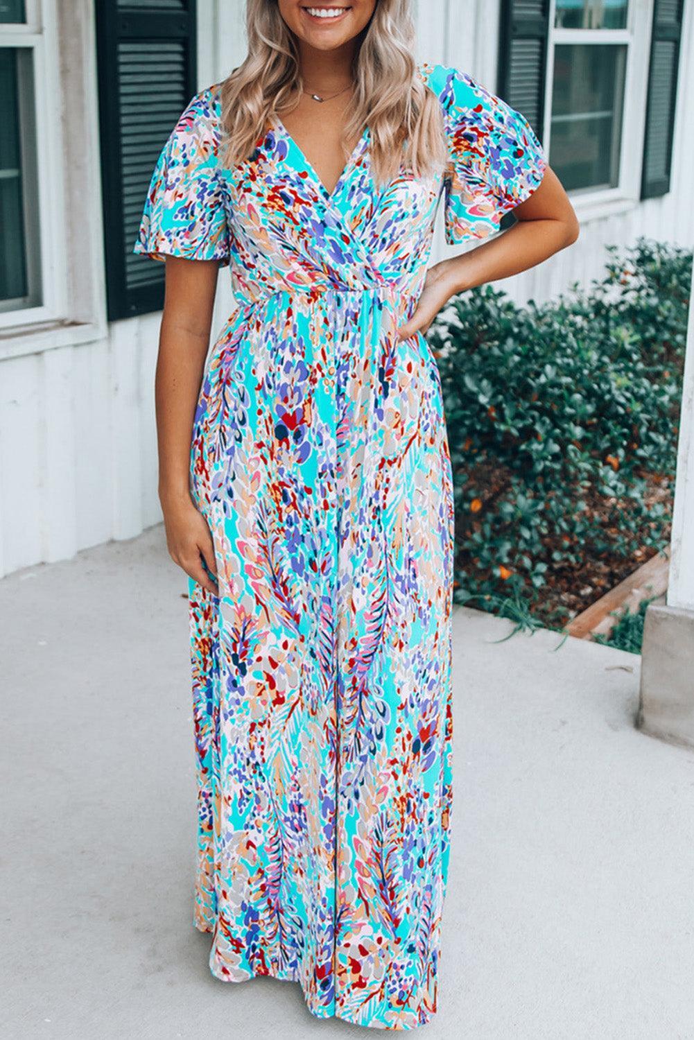 Wikkeljurk met V-hals en Bloemenprint - Floral Dresses - Jurkjes.co