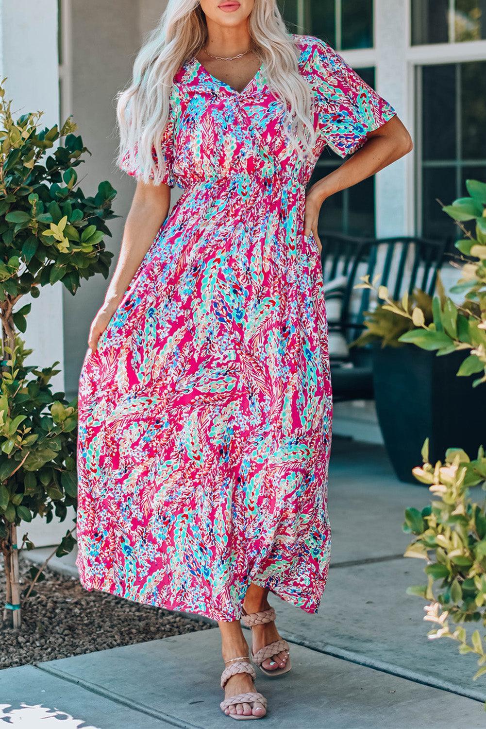 Wikkeljurk met V-hals en Bloemenprint - Floral Dresses - Jurkjes.co