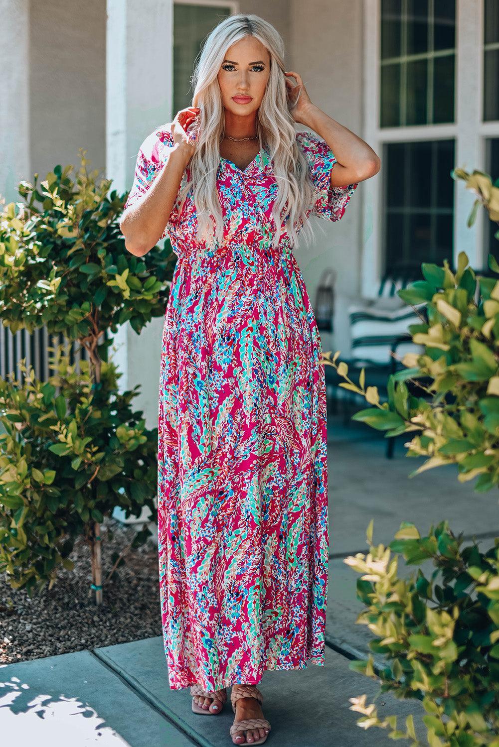 Wikkeljurk met V-hals en Bloemenprint - Floral Dresses - Jurkjes.co