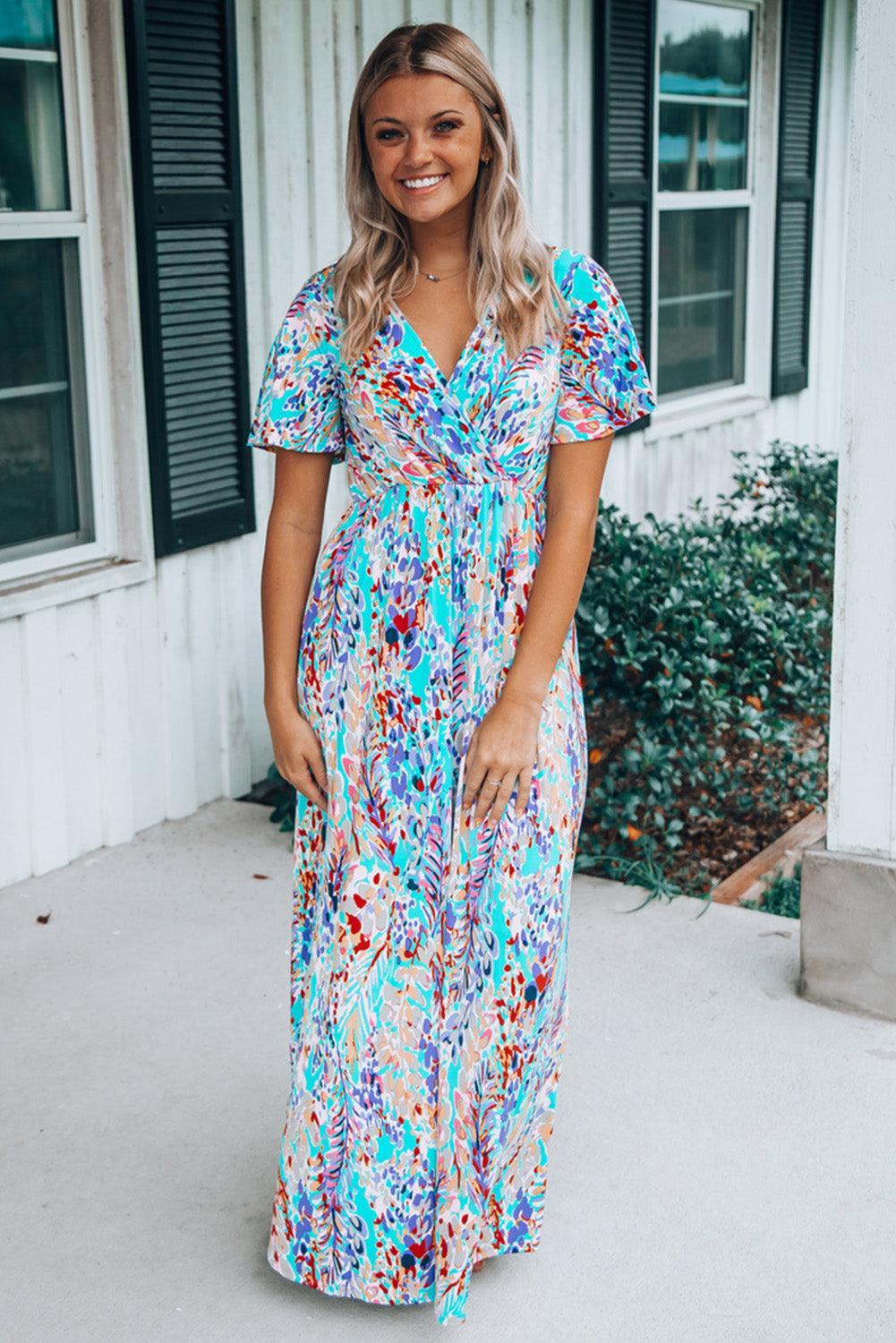 Wikkeljurk met V-hals en Bloemenprint - Floral Dresses - Jurkjes.co