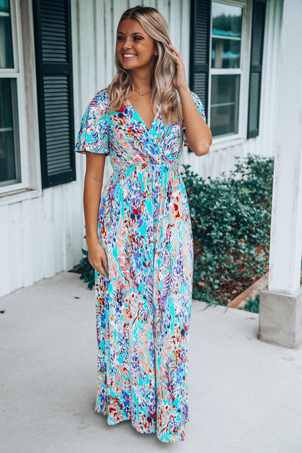 Wikkeljurk met V-hals en Bloemenprint - Floral Dresses - Jurkjes.co
