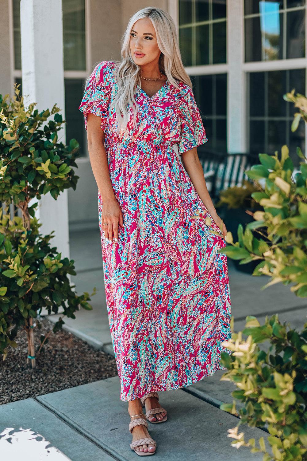 Wikkeljurk met V-hals en Bloemenprint - Floral Dresses - Jurkjes.co