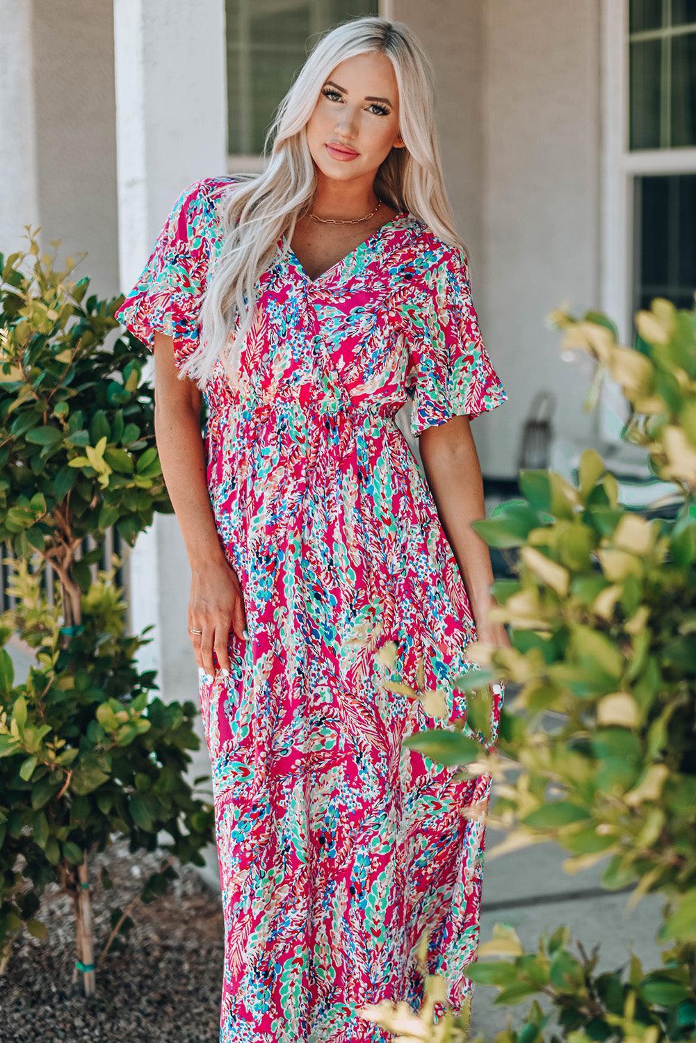 Wikkeljurk met V-hals en Bloemenprint - Floral Dresses - Jurkjes.co