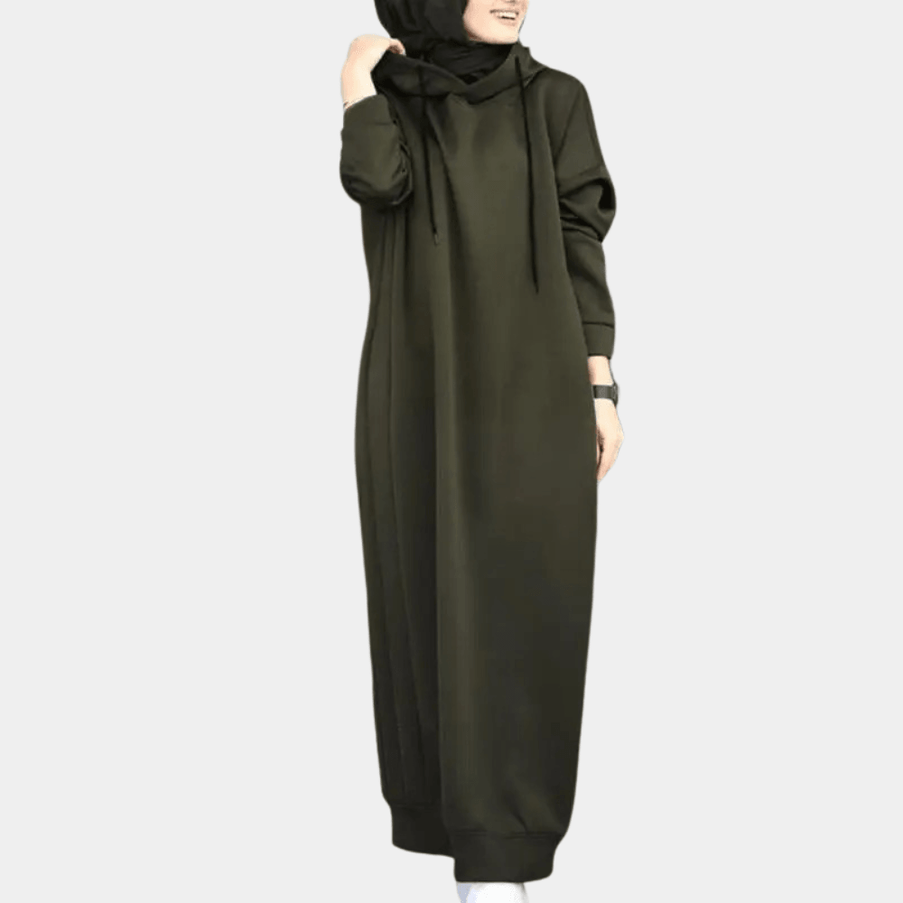 Winterjurk met Capuchon en Trekkoord - CB - Dresses - Jurkjes.co