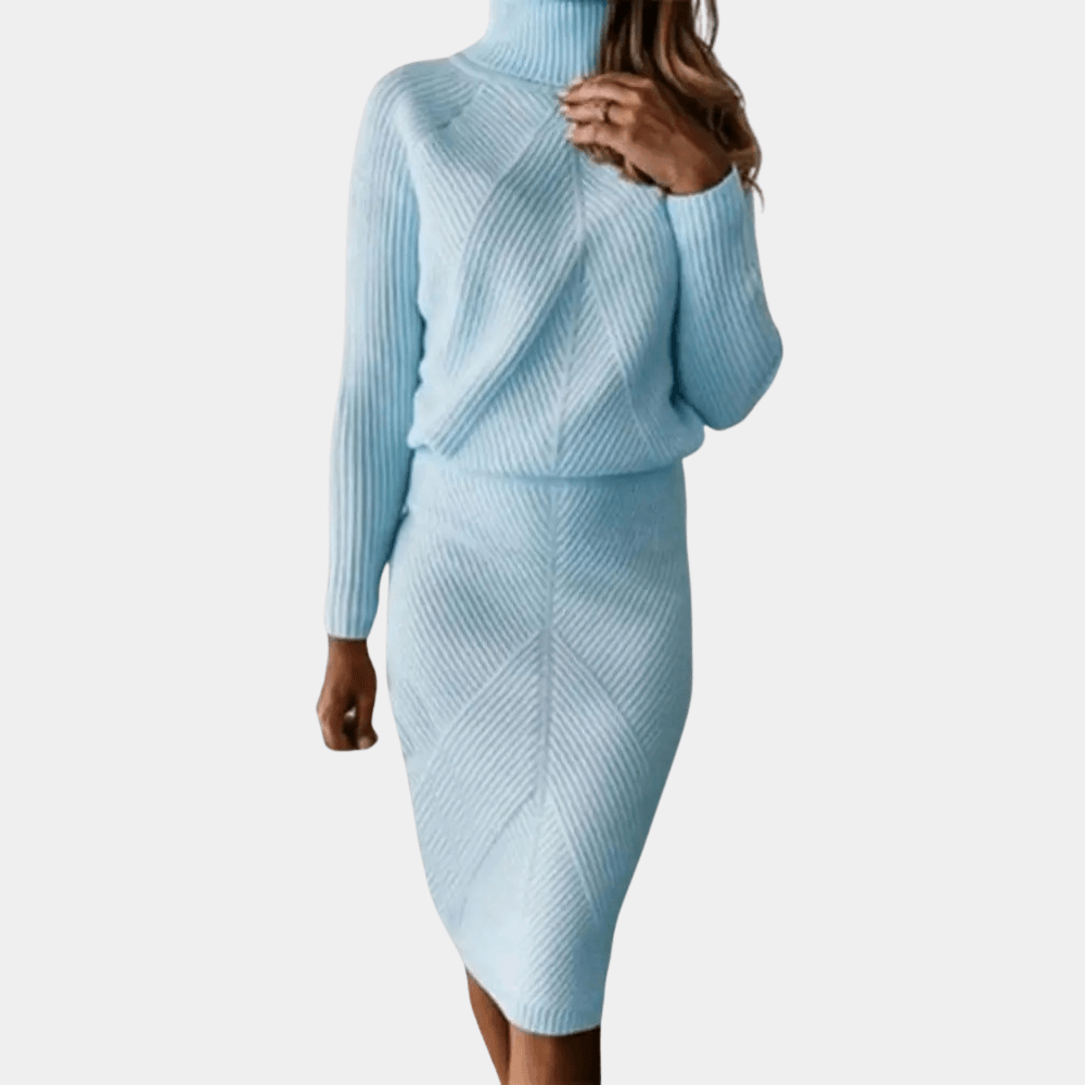 Winterjurk met Effen Patroon - CB - Dresses - Jurkjes.co
