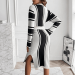 Winterjurk met Gestreept Ontwerp - Dresses - Jurkjes.co