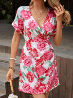 Wrap Jurk met V-hals en Bloemenprint - Group5 - Jurkjes.co