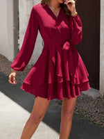 Wrap Jurk met V-hals en Plooirok - Mini Dresses - Jurkjes.co