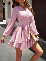 Wrap Jurk met V-hals en Plooirok - Mini Dresses - Jurkjes.co