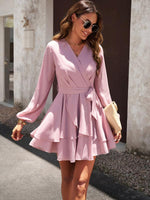 Wrap Jurk met V-hals en Plooirok - Mini Dresses - Jurkjes.co