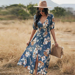Zomerjurk met Bloemenprint en Split - Dresses - Jurkjes.co