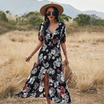 Zomerjurk met Bloemenprint en Split - Dresses - Jurkjes.co