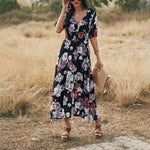 Zomerjurk met Bloemenprint en Split - Dresses - Jurkjes.co