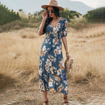 Zomerjurk met Bloemenprint en Split - Dresses - Jurkjes.co