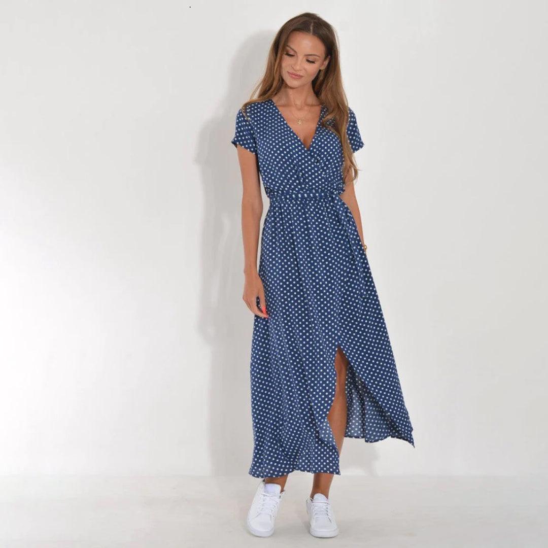 Zomerjurk met Bloemenprint en V-hals - Dresses - Jurkjes.co