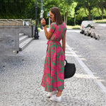Zomerjurk met Bloemenprint en V-hals - Dresses - Jurkjes.co
