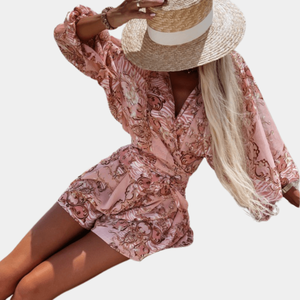 Zomerjurk met Bloemenprint en Wikkelontwerp - CB - Dresses - Jurkjes.co