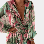 Zomerjurk met Bloemenprint en Wikkelontwerp - CB - Dresses - Jurkjes.co