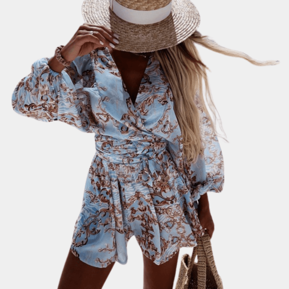 Zomerjurk met Bloemenprint en Wikkelontwerp - CB - Dresses - Jurkjes.co