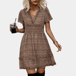 Zomerjurk met Dierenprint en Ruches - Women Summer Dress - Jurkjes.co