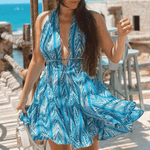 Zomerjurk met Geometrisch Halterontwerp - Women Summer Dress - Jurkjes.co