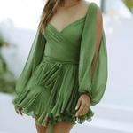 Zomerjurk met Lantaarnmouwen en Split - Dresses - Jurkjes.co