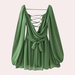 Zomerjurk met Lantaarnmouwen en Split - Dresses - Jurkjes.co