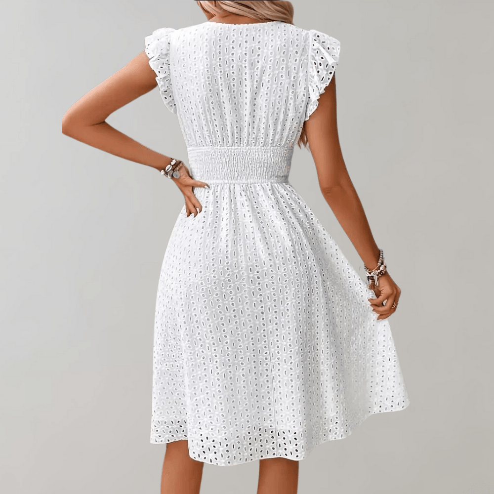 Zomerjurk met Ruches en Broderie - Dresses - Jurkjes.co