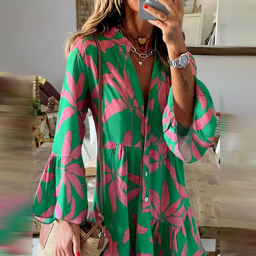 Zomerjurk met Tropisch Patroon - Dresses - Jurkjes.co