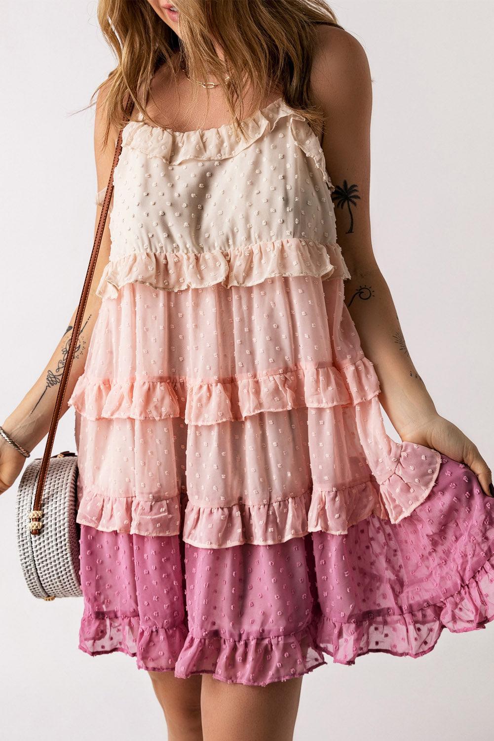 Zwitsers Gestipt Volant Mini Jurk - Mini Dresses - Jurkjes.co
