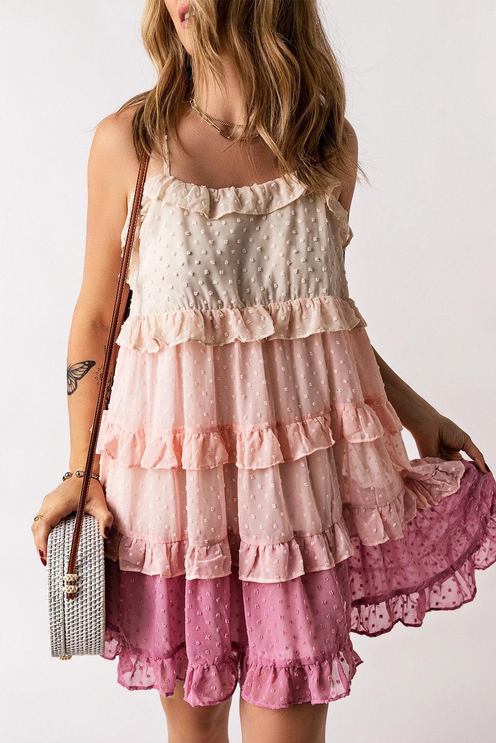 Zwitsers Gestipt Volant Mini Jurk - Mini Dresses - Jurkjes.co