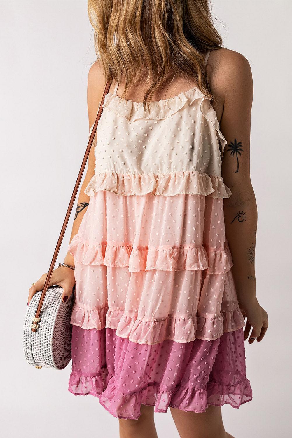 Zwitsers Gestipt Volant Mini Jurk - Mini Dresses - Jurkjes.co