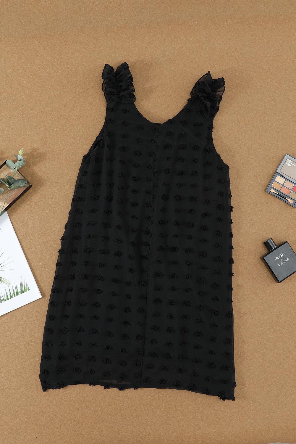 Zwitsers Stippenjurkje met V-hals en Ruches - Mini Dresses - Jurkjes.co