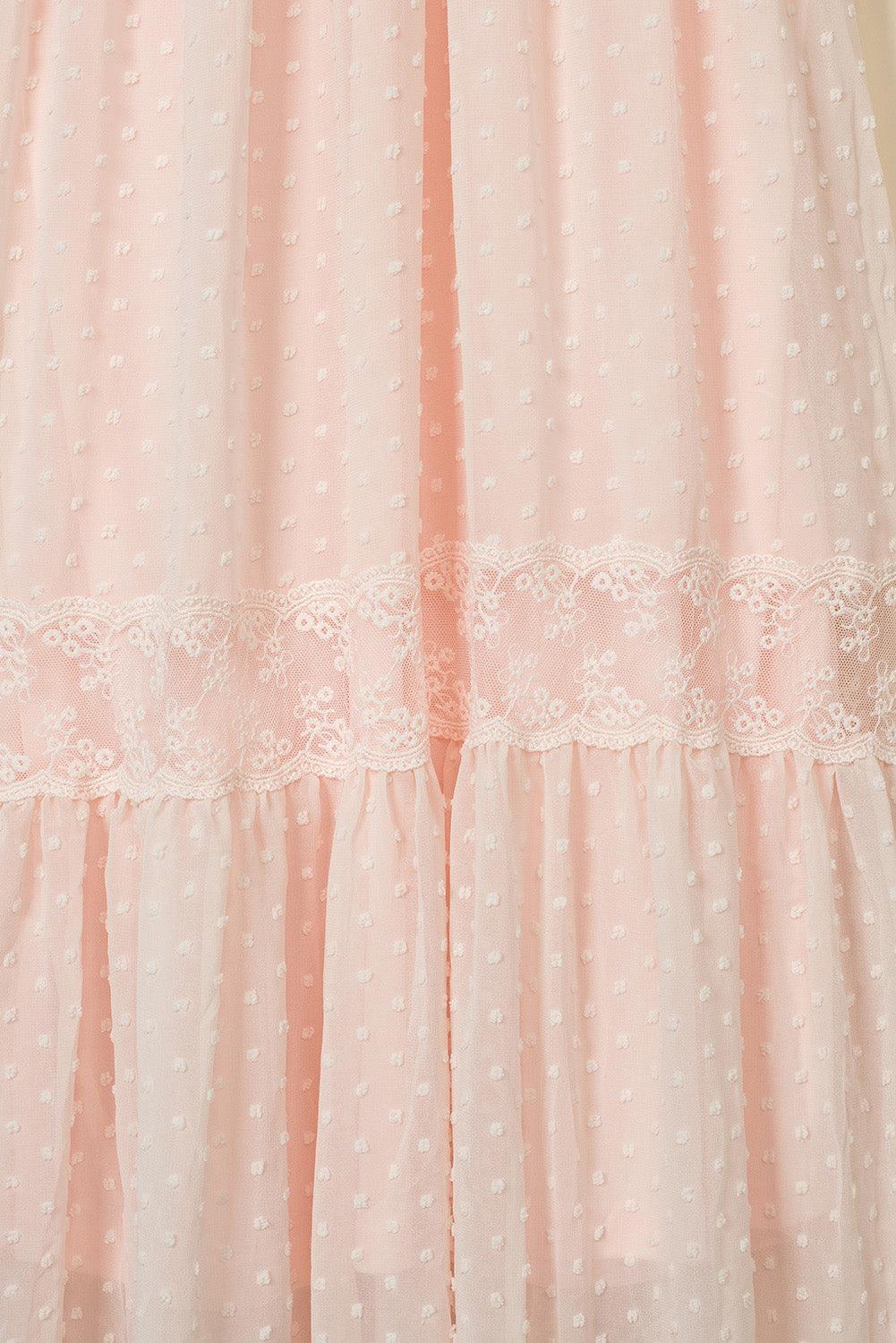 Zwitserse Stip Maxi Jurk met Kanttrim - Maxi Dresses - Jurkjes.co